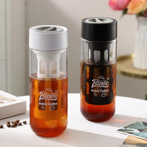 Bincoo Multi-Functional 650ML Cold Brew Coffee Maker with 300-Mesh Filter, Leak-Proof Plastic Cup for Coffee & Tea