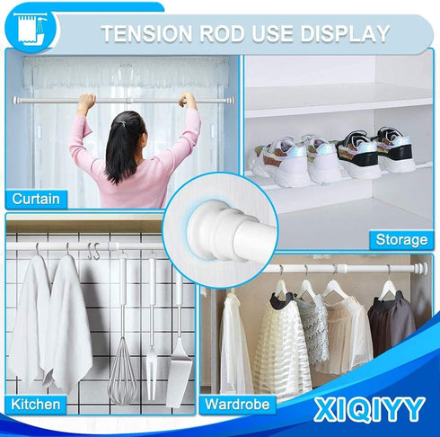 Small Tension Rods 16 to 28 Inch, Adjustable Shower Spring Tension Rod for Windows