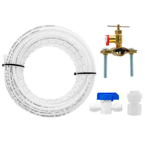25 FT Refrigerator Water Line Kit for Ice Maker, Freezer, Humidifier, Water Filtration System with Quick Connect Valve