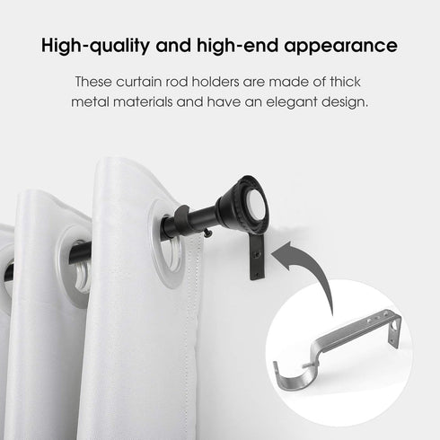 IHRDNNR Adjustable Curtain Rod Holders, Heavy Duty Silver Brackets for 7/8 or 1 Inch Rods, Set of 3