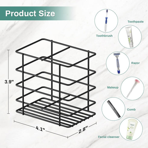 Adhesive Toothbrush Holder Wall Mounted, Suction Toothpaste Organizer Cup for Shower, Razor Holder Caddy Tray Storage