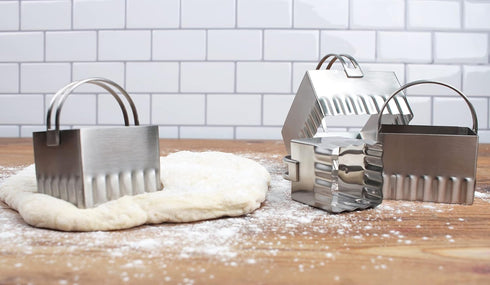 RSVP International Endurance Biscuit Cutters, Set of 4, Rippled Square, Stainless