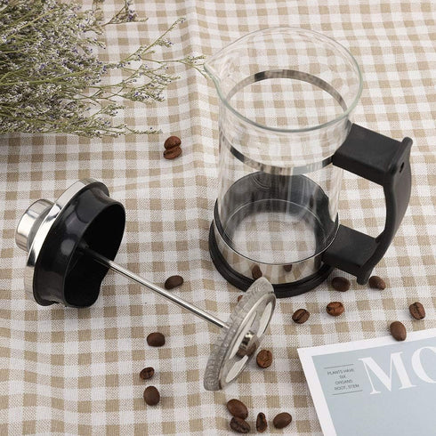 Joyzan French Press Coffee Maker, Stainless Steel Cold Brew Tea Maker, Borosilicate Glass, Portable Filters