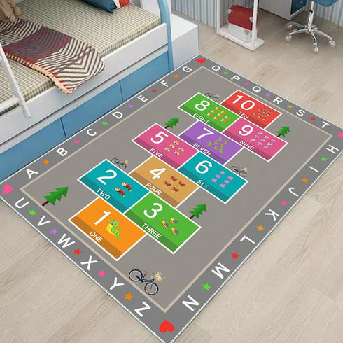 YLZLDKH Counting 47x71 Hopscotch Play Rug Carpet for Kids, ABC Alphabet Number Educational Rug, Children's Game Mat