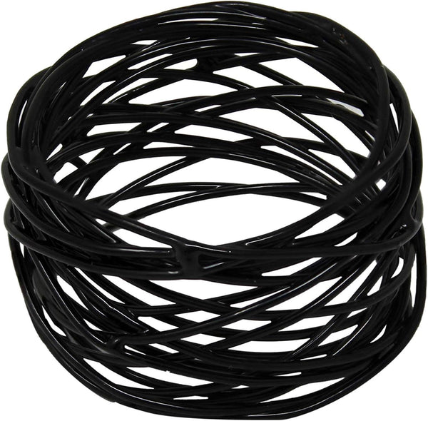 Handmade Round Black Mesh Napkin Rings Holder - Set of 6 for Dining Table Parties Everyday
