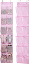 MISSLO Kids Over the Door Shoe Organizer, 12 Mesh Pockets, Baby Hanging Shoe Rack for Girl, Women, Men, Toddler, Pink