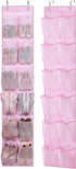 MISSLO Kids Over the Door Shoe Organizer, 12 Mesh Pockets, Baby Hanging Shoe Rack for Girl, Women, Men, Toddler, Pink