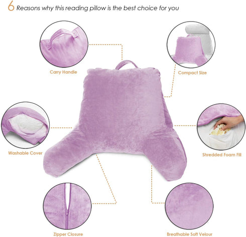 Clara Clark Reading Pillow for Kids & Teens with Shredded Memory Foam, Backrest Pillows for Reading, Watching