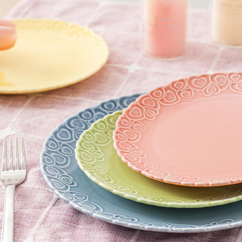 Set 6, 10.5", HOMBENE Heartbeat Dinner Plates of Porcelain Plate, Snack, Ice Cream, Waffles Dinner,Salad Plate