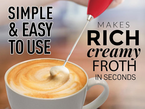 Zulay Powerful Milk Frother for Coffee with Powerful Motor - Handheld Frother Electric Whisk, Milk Foamer, Mini Mixer & Coffee Blender Frother for Frappe, Latte, Matcha, No Stand - Red by Zulay Kitchen