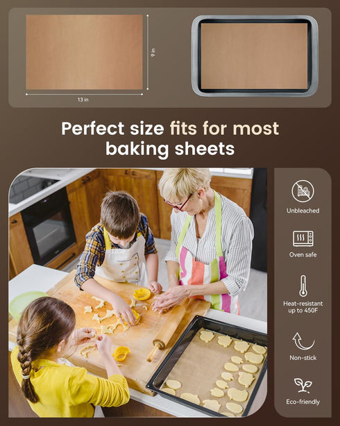 Parchment Paper Sheets, 9x13 In Non-Stick Precut Baking Parchment for Grilling, Air Fryer, 100PCS