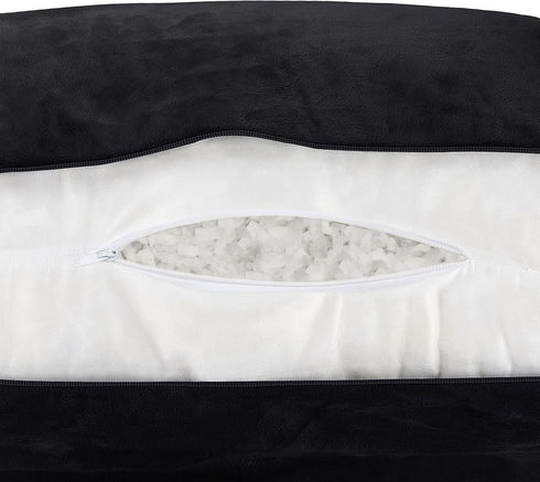 Husband Pillow Black, Original Reading Pillow in Bed Rest Chair, Shredded Memory Foam Large Lounge Cushion Adult