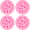 AUEAR Set of 4 Mini Bow-Ties Necktie Mustache Silicone Mold for Fondant Cake, Chocolate, Baking Tools, Pink