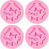 AUEAR Set of 4 Mini Bow-Ties Necktie Mustache Silicone Mold for Fondant Cake, Chocolate, Baking Tools, Pink