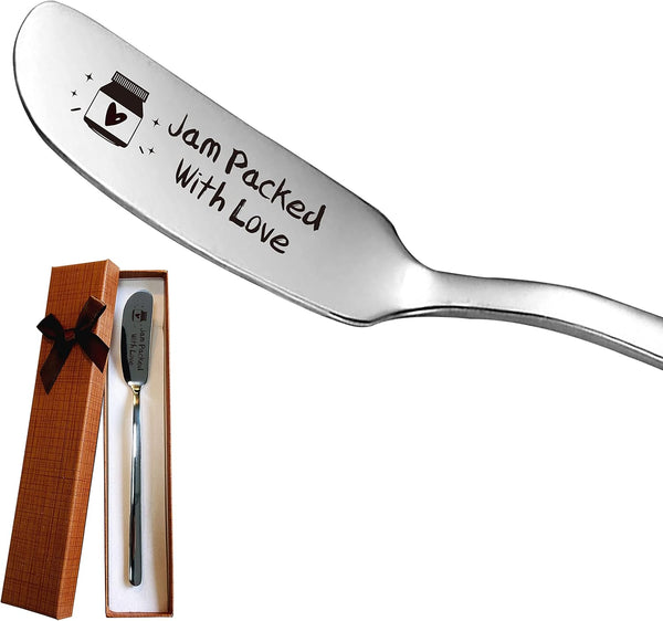 Jam Packed With Love Stainless Steel Engraved Butter and Jam Knife, Perfect for Toast and Bread