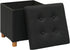 15" 15" 15"Black PINPLUS Storage Ottoman Cube, White Linen Footrest with Wooden Legs, Foldable Fabric Footrest