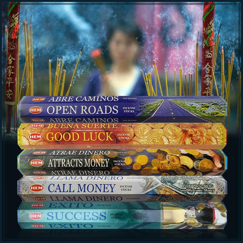 Hem Incense Sticks Variety Pack #5 with Holder, 5 Money and Success Themed Fragrances