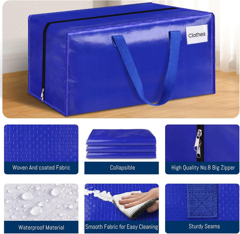 BlissTotes Moving Bags, Heavy Duty Extra Large Packing Bags, Collapsible Fold Flat Storage Totes, Alternative to Box