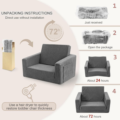 Chair,2-in-1 1-3 Toddle & Kids Soft Toddler Couches that Fold Out,Toddler Chairs Comfy Years Old,Convertible Sofa