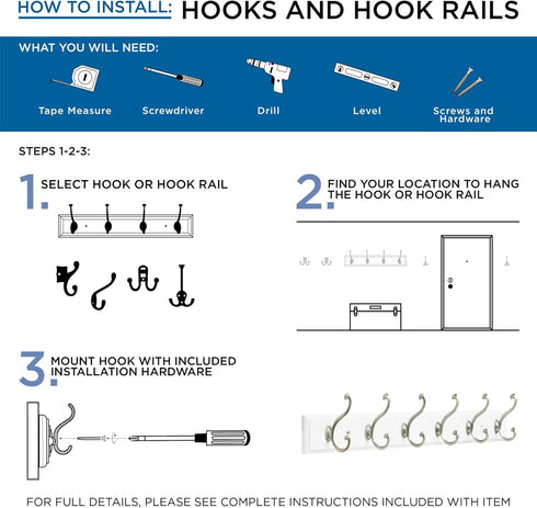 Franklin Brass R33120K-PNB-R Heavy Duty Coat and Hat Hook Rack - 26-1/2 in. Lacquered Pine and Brass