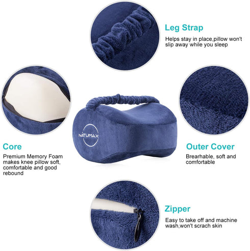 Knee Pillow for Side Sleepers, Sciatica Pain Relief, Memory Foam Leg Pillow with Sleep Mask and Ear Plugs