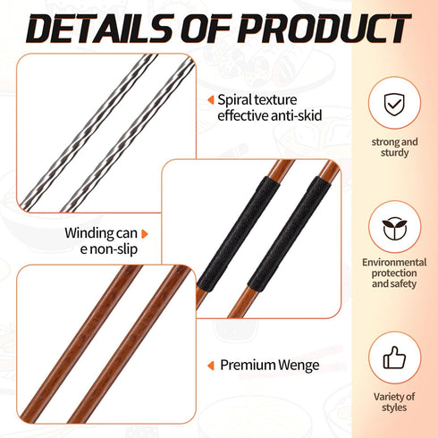 3 Pairs Extra Long Cooking Chopsticks - 15.3 Inch Stainless Steel & 16.5 Inch Wooden for Hot Pot, Frying, Noodle Cooking
