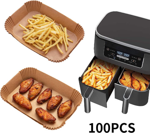 Air Fryer Disposable Paper Liner, 100PCS Food Grade Parchment Liners for Ninja Foodi Dual Air Fryer