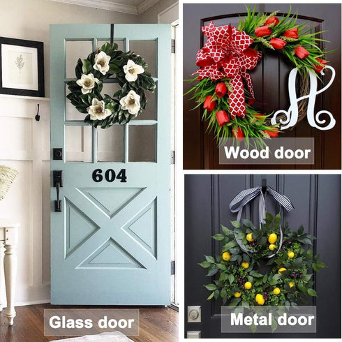 Adjustable Over The Door Wreath Hanger, 14.9 to 25 Inches, Wreath Holder for Front Door Decor, Black