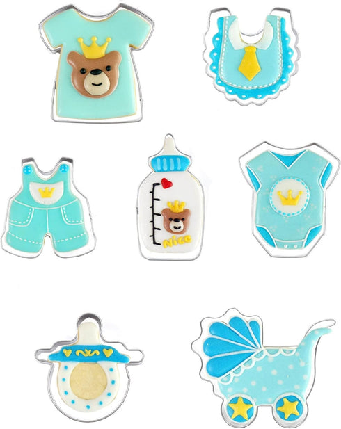 Baby Shower Series Cookie Cutters Set of 7 pcs, DIY Baking Molds, Stainless Steel Fondant Cutter