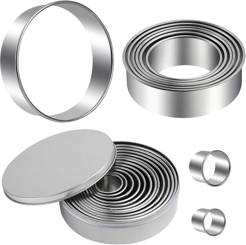 Round Cookie Cutters Set, 12 Pieces Biscuit Cookie Cutters, Circle Pastry Cutters for Baking Doughs and Doughnuts