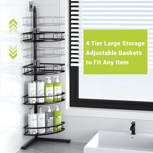 4-tier Aitatty Corner Shower Caddy Standing: Rustproof Shower Organizer Shelf - Floor Shower Corner Shelf Rack Stand