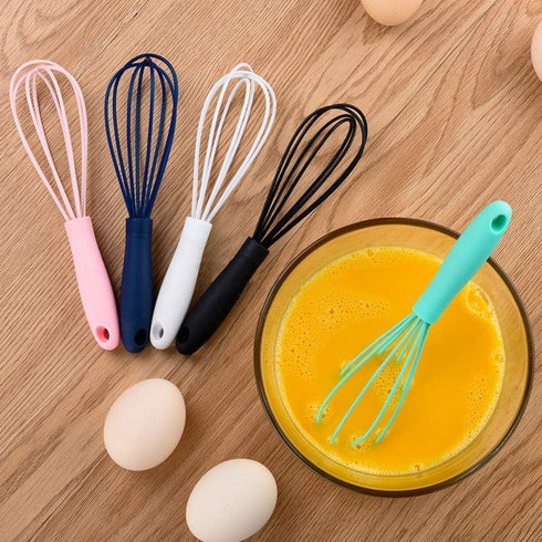 Navy Blue Silicone Whisk, Colorful Mini Whisks, Multifunctional Manual Egg Beater Mixer for Blending, Whisking, Stirring
