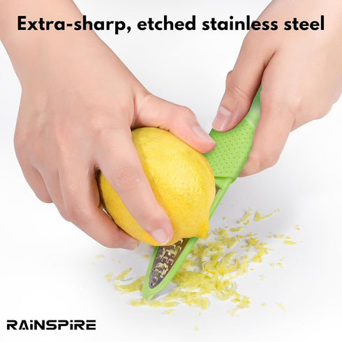 Rainspire 2-in-1 Lemon Zester Tool with Channel Knife, Stainless Steel Citrus Zester Tool, Lemon Peeler, Zesters
