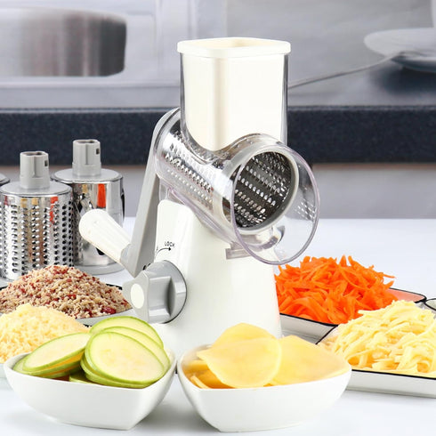 Cambom Rotary Cheese Grater Hand Crank Shredder for Fresh Cheese, Vegetables, Nuts, with Non-slip Suction Base and Free