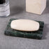 2PCS Koville Indian Natural Green Marble Soap Dish for Shower, Stone Soap Tray for Bathroom, Marble Bar Soap Holder