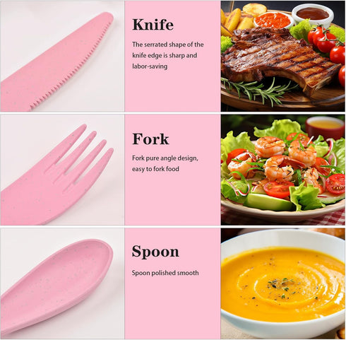 1 PCS Reusable Utensils Set with Case, Camping Plastic Spoons and Forks for Lunch Box, Portable Cutlery Set