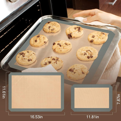 Silicone Baking Mat, 3 Pack Reusable Baking Mat, Non-Stick, Food Safe Silicone Mats for Baking, Oven Baking Sheet for Making Cookies, Macaroons, Bread by Koolstuffs