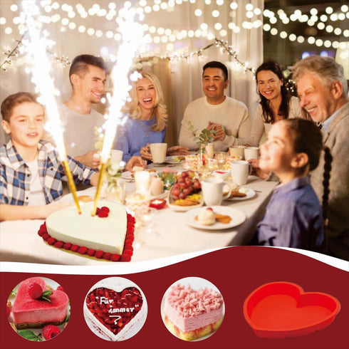 2 Packs Silicone Heart Shaped Cake Pans, 10 Inch Non-stick Cake Molds for Baking Cakes and Chocolate