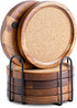 WLWNWFT Wood Cork Coasters for Drinks Absorbent with Holder, WLWNWFT Acacia Wood
