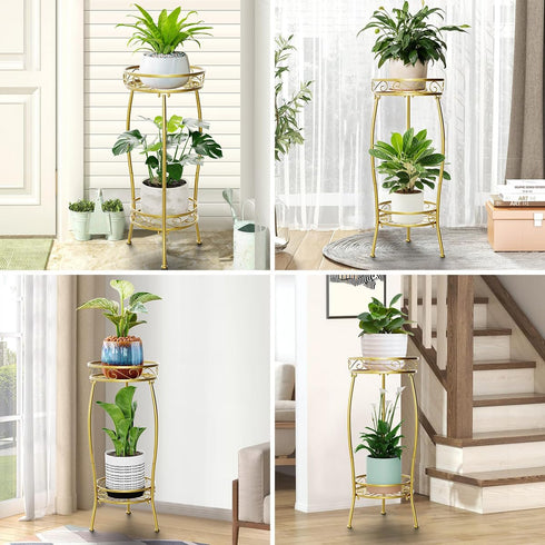2 26.5" H HOMEXIN Plant Stand Indoor- Tier Metal Tall Plant Stand Flower Stand Holder Heavy Duty Rustproof Plant Shelf