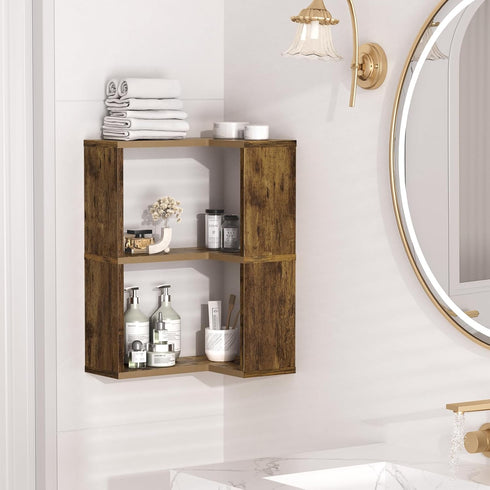 3-Tier Floating Corner Shelf, Floating Shelf for Wall, Floating Book Shelf for Living Room, Bedroom, Bathroom, Home