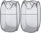 Larpur 2 Pcs Popup Mesh Laundry Baskets, Collapsible Portable Clothes Hampers with Reinforced Carry Handles, Gray
