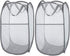 Larpur 2 Pcs Popup Mesh Laundry Baskets, Collapsible Portable Clothes Hampers with Reinforced Carry Handles, Gray
