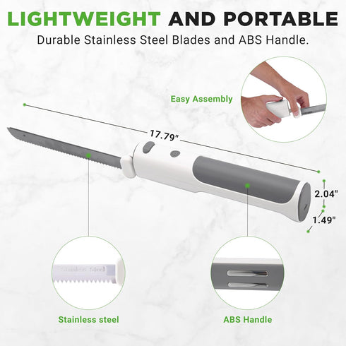 NutriChef Cordless Electric Knife | Lightweight with Contoured Grip Handle | Carve Turkey, Meats, Bread, Cheese & More