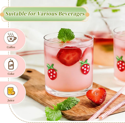 14 Ounce Icon Juice Glasses, Aesthetic Cocktail & Old Fashioned Drinking Glasses, Iconic Clear Glass Cups for Women