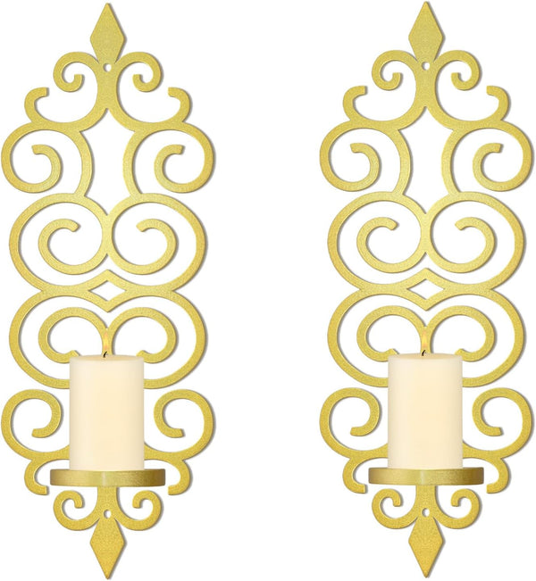 OYEFLY DIY Metal Candle Sconces Wall Decor, Wall Mounted Candle Holder (Gold)