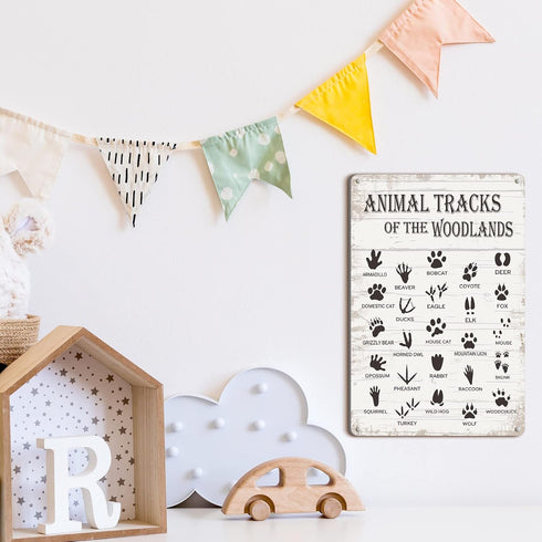 Country 8 12 Inch Woodland Nursery Decor Animal Track Field Guide Sign Nature Forest Log Cabin Jungle Wall Decor