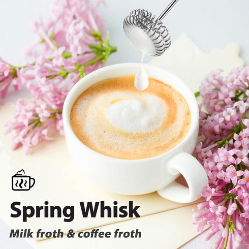 Milk Frother Rechargeable Handheld Electric Whisk 3 Speed Adjustable, Coffee Frother Wand with 3 Stainless Whisks,