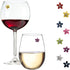 Set of 8 Petite Flower Magnetic Wine Glass Charms - Drink Markers for Regular or Stemless Glasses by Simply Charmed