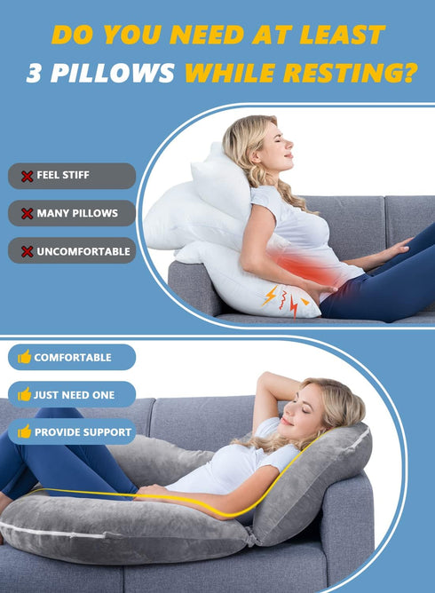 45in) INSEN Reading Pillow, Back Pillow for Sitting in Bed for Reading, Nurse & Relax, Reading Pillow for Adults, Moms